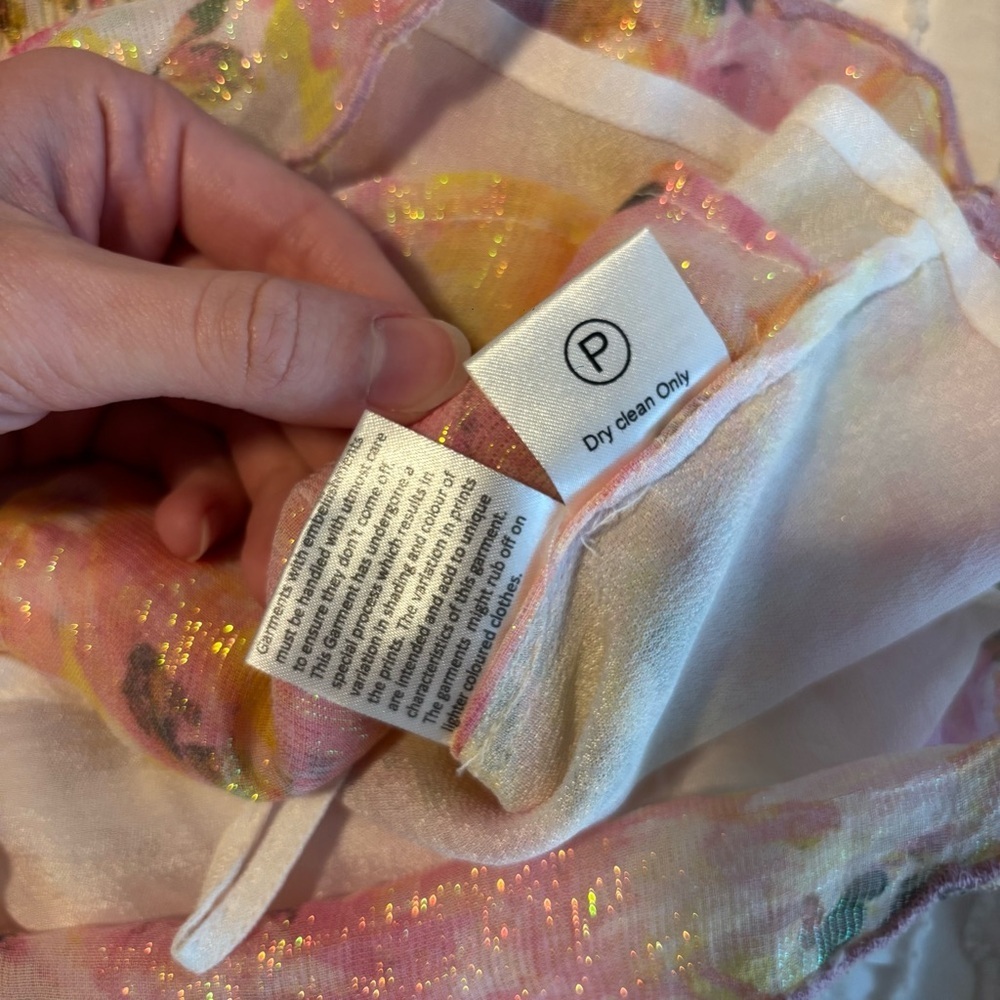Rococo Sand Nesh Floral Shorts Yellow Pink Scallop Hem Size S - Picture 8 of 10